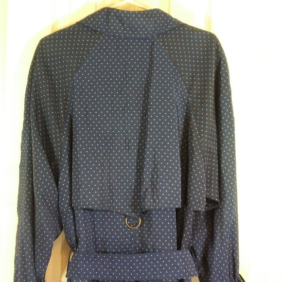 Jones New York Vintage Blue Tan Dot Trench Coat - Picture 7 of 8